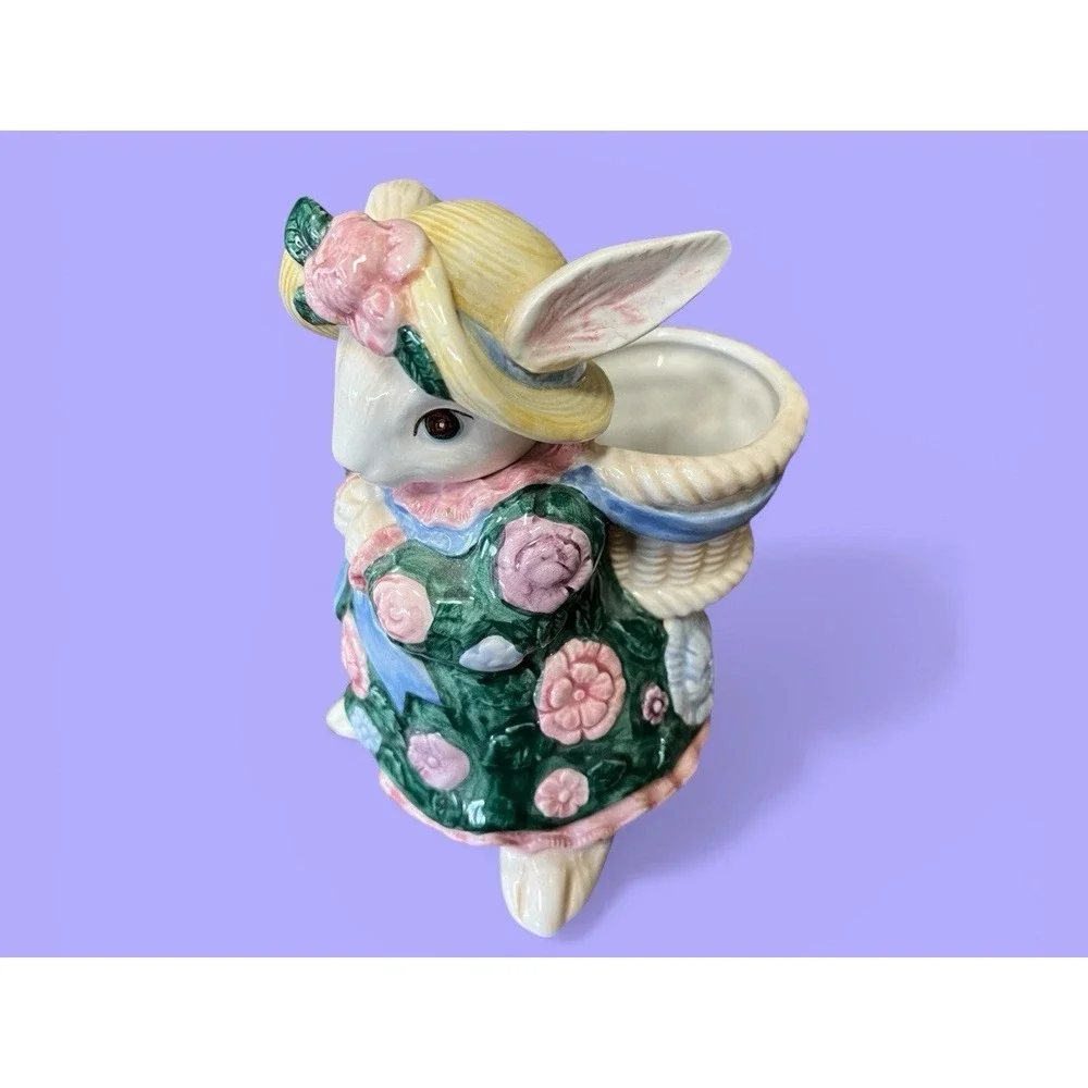 Fitz & Floyd Bloomer Bunny Rabbit Bud Vase Easter Spring Garden Cottagecore Pink